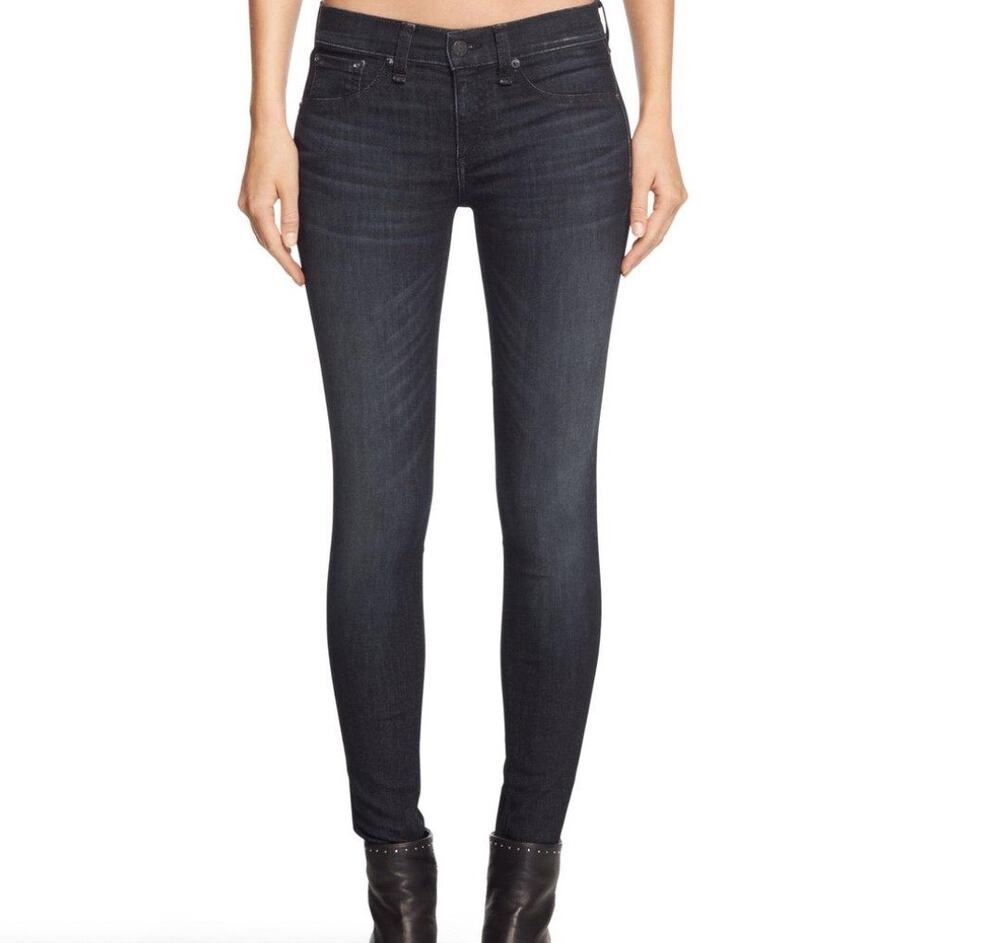 RAG & BONE Skinny Black Low Waist Jeans - Size 24